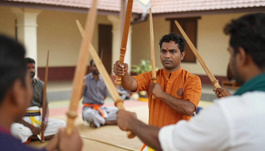 Ankathari weapon training in a Kerala kalari Ankathari weapon training in a Kerala kalari
