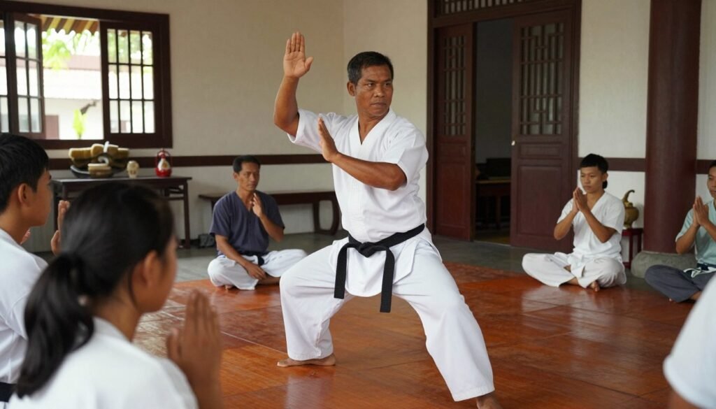 Bokator instructor teaching stance and breathing Bokator instructor teaching stance and breathing