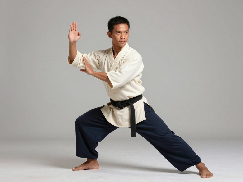 Bokator martial art practitioner demonstrating a low stance Bokator martial art practitioner demonstrating a low stance