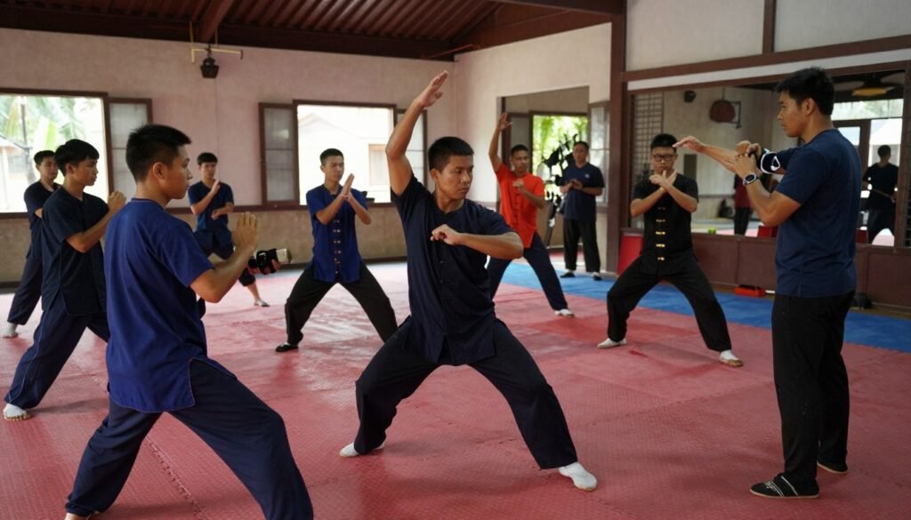 Bokator martial art students practicing safely with an instructor Bokator martial art students practicing safely with an instructor
