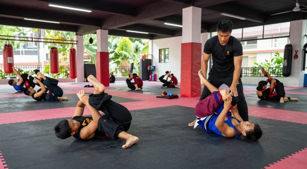 Bokator students practicing controlled grappling Bokator students practicing controlled grappling