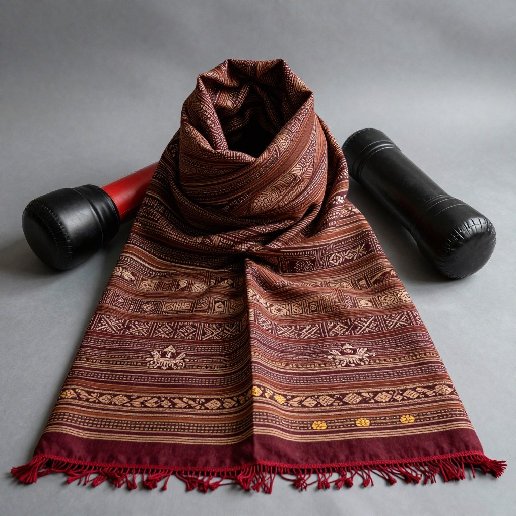 Cambodian krama scarf used in a Bokator martial art training setting Cambodian krama scarf used in a Bokator martial art training setting