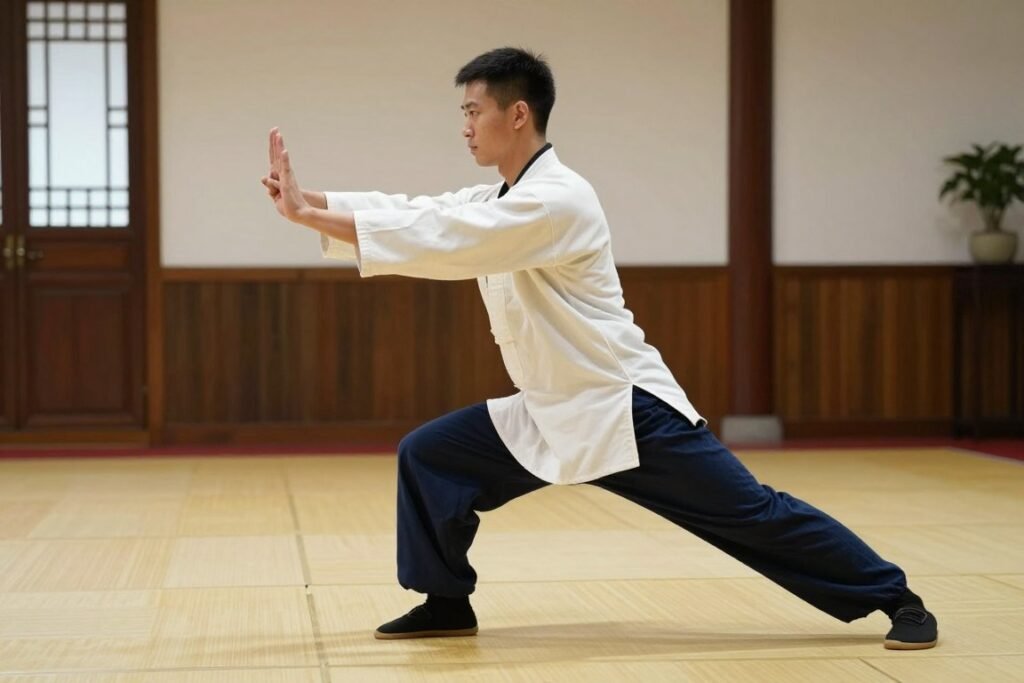Center of gravity in a low Kalaripayattu stance Center of gravity in a low Kalaripayattu stance