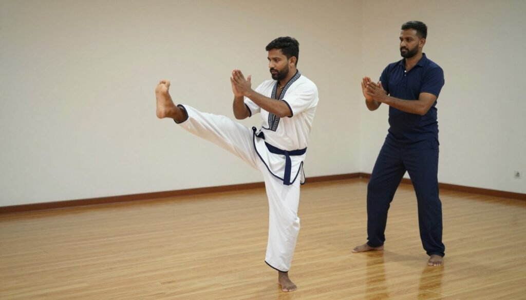 Kalukal leg swing in Meithari practice Kalukal leg swing in Meithari practice