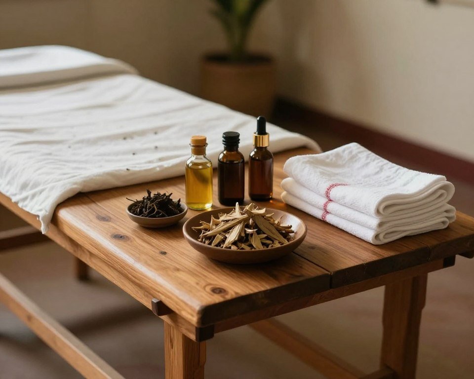 Traditional Kalari Chikitsa massage setting