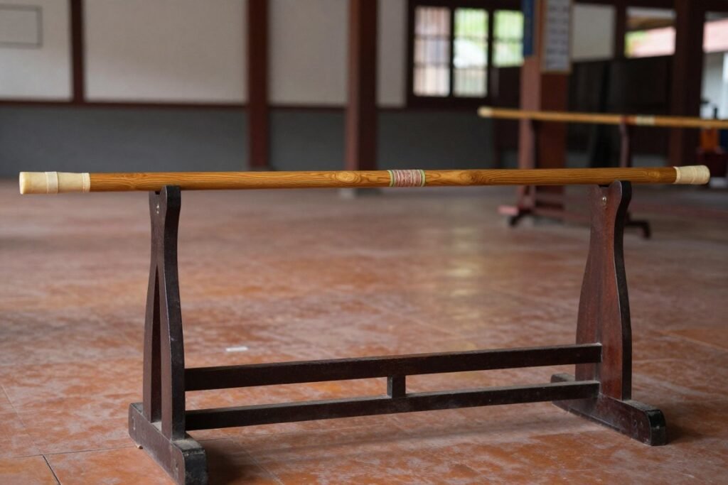 Traditional lbo long staff displayed in a Cambodian martial arts school Traditional lbo long staff displayed in a Cambodian martial arts school